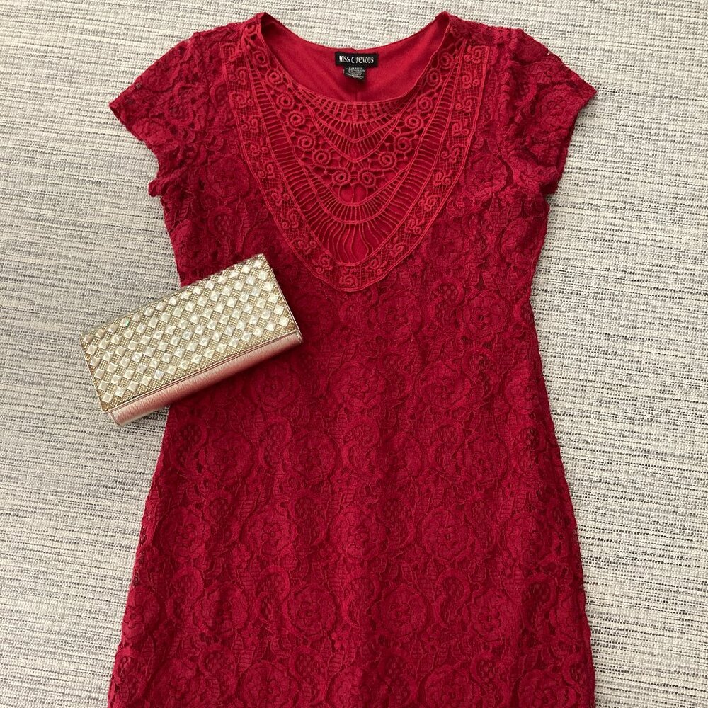Miss Chievous Red Short Sleeve Crochet Dress Medium - Picture 10 of 15